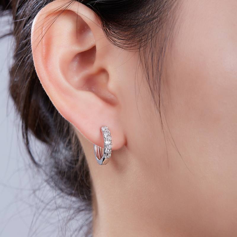 双排对半耳环S925银Moissanite厘石D级0.27ct